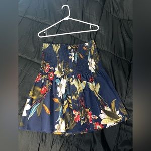 Blue Floral Strapless shirt